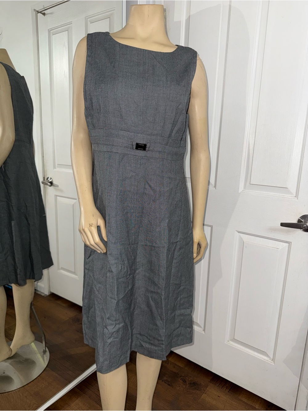 Tahari Charcoal Sleeveless Fit-and-Flare Dress